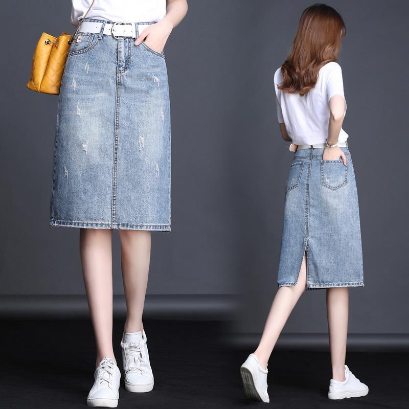 Chân váy jean Dáng Chữ A Dài Qua Gối Lưng Cao Màu Sắc Tươi Sáng Phong Cách Hàn Quốc N339 2022