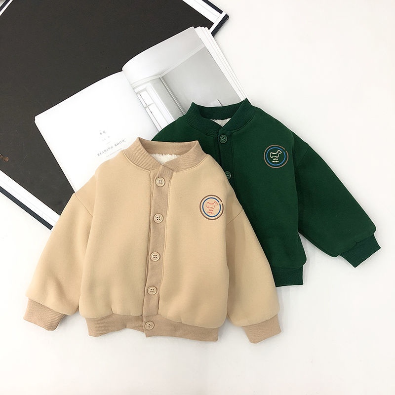 Áo Khoác Bóng Chày Bằng Lông Cừu Cỡ Nhỏ / Trung Bình Họa Tiết Hoạt Hình Thời Trang Thu Đông Cho Bé Trai