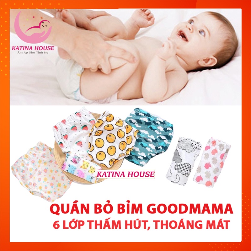 Quần bỏ bỉm cho bé chính hãng Goodmama cao cấp, 6 lớp thấm hút mềm mát thoáng khí, size cho bé từ 5-17kg