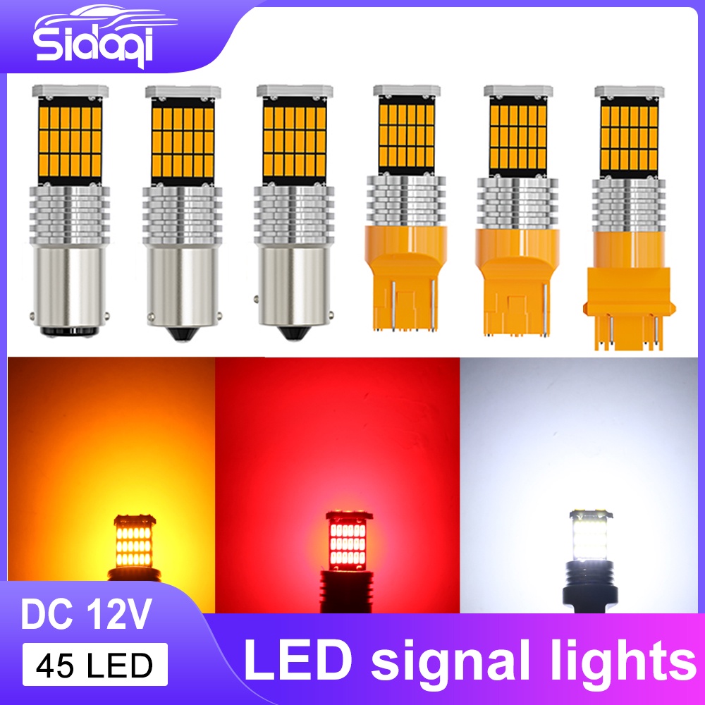 Set 2 Bóng Đèn LED T20 1156 BA15S P21W W16W 45SMD 4014 1157 7443 7440 Chuyên Dụng Cho Xe Hơi