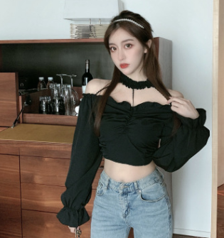 Áo Nữ Tay Dài Trễ Vai Có Vòng Choker Thời Trang Quyến Rũ