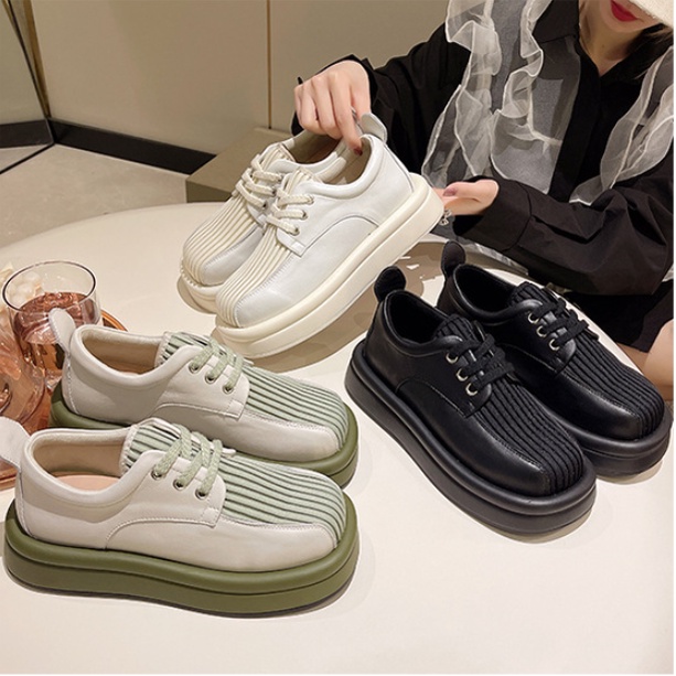 - Giày da nữ đế dày bánh mỳ phong cách retro new 2022