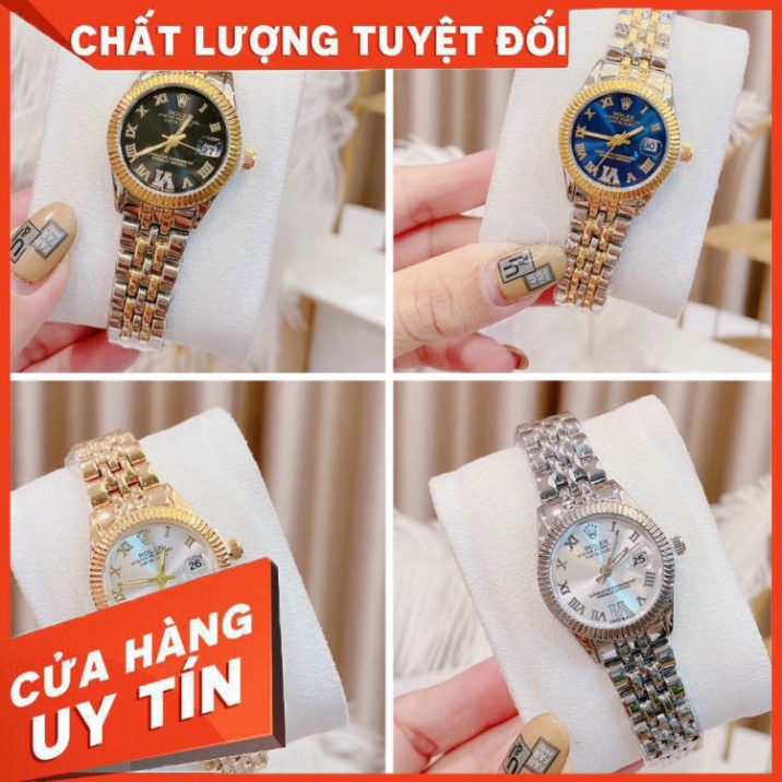 Đồng Hồ Nữ Đeo Tay ROLEX Cao Cấp Mặt Kính Chống Nước Dây Kim Loại Đính Đá Cực Đẹp Nữ Tính - Hàng nhập khẩ