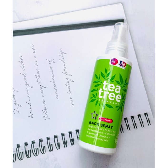 [TOP 1 SHOPEE] Xịt giảm mụn lưng Superdrug Tea Tree Action Back Spray 150ml (Bill Anh)