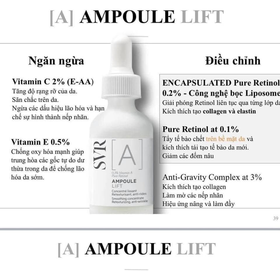 Tinh chất dưỡng da ngăn ngừa dấu hiệu lão hóa và giúp da mềm mịn SVR [A] Ampoule Lift 30ml