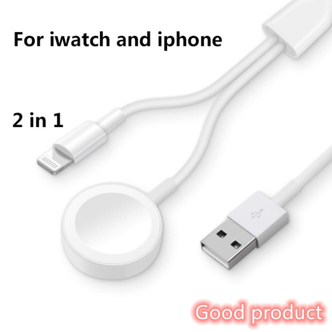 【In stock】 2 in 1 Wireless Charger for Apple Watch Series 1 2 3 4 USB Magnetic Charging Cable 3.3 feet/1meter for iPhone 7 8 X Max