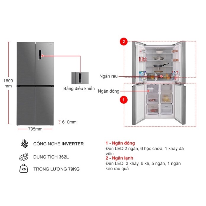 SJ-FX420V-SL -- Tủ lạnh Sharp Inverter 362 lít SJ-FX420V-SL - BẢO HÀNH 1 NĂM CHÍNH HÃNG TẬN NƠI
