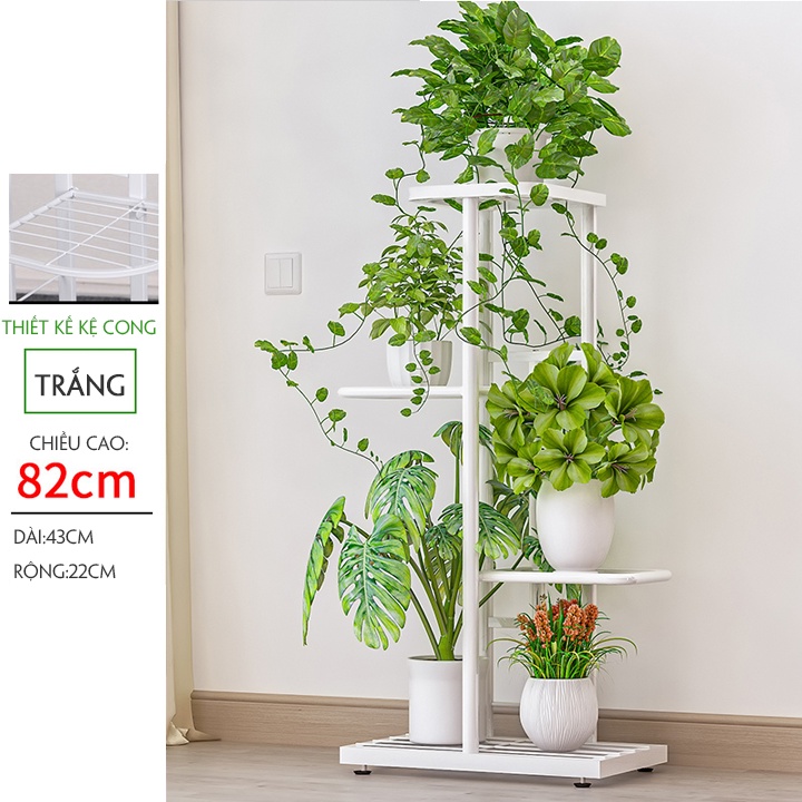 Kệ để chậu hoa, cây cảnh 4 tầng trong nhà chiều cao 102 cm khung thép chắc chắn tĩnh điện không gỉ phong cách Hàn Quốc