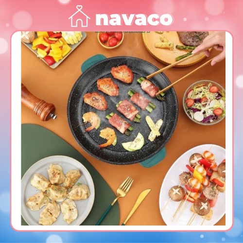 Chảo Nướng Điện Mini Đa Năng 22cm, Bếp Nướng Điện Chống Dính, Nướng Thịt BBQ Hàn Quốc