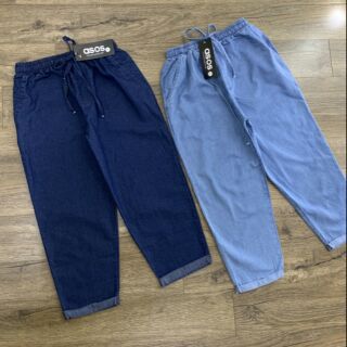 Quần baggy bò giấy cạp chun cao cấp
