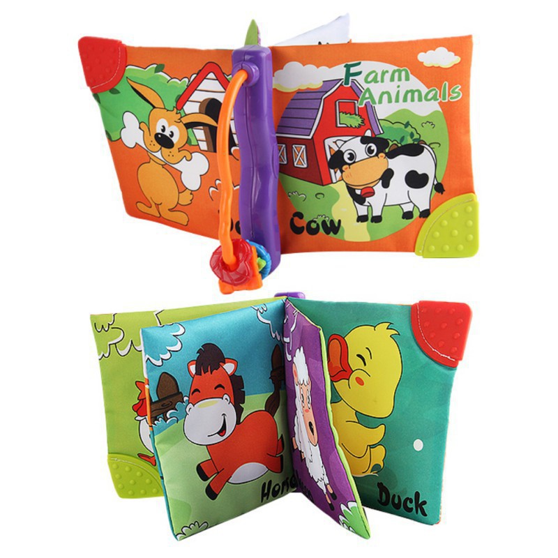 Sách vải có âm thanh và đầu màu sắc vui nhộn cho bé