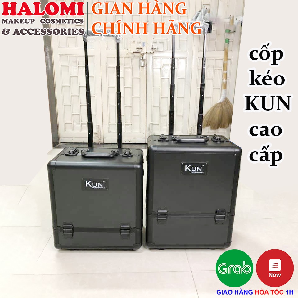 Cốp kéo trang điểm KUN nhựa cứng bọc thép loại thùng to chính hãng cao cấp đựng đồ thoải mái