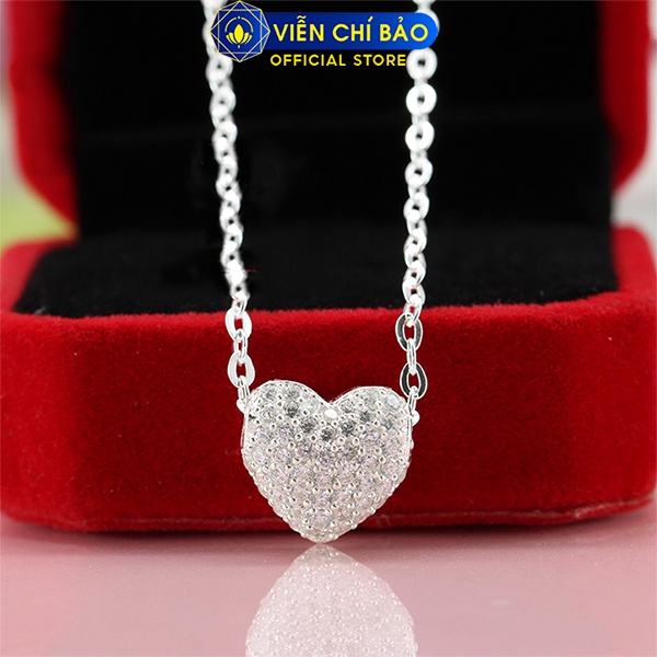 Dây chuyền bạc nữ mặt Trái tim đính đá bạc 925 thời trang phụ kiện trang sức nữ thương hiệu Viễn Chí Bảo D400648