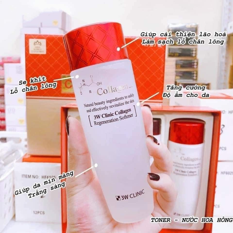 [Hàng Nhập Khẩu] Nước hoa hồng dưỡng da săn chắc chống lão hóa Collagen 3W CLINIC Hàn Quốc