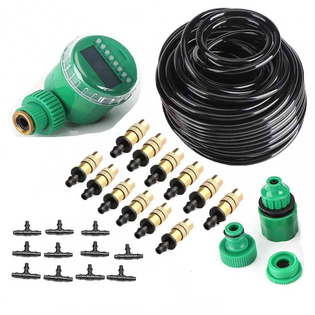 Bộ phun sương tự động hẹn giờ 15 bec đồng, tưới lan, làm mát không khí