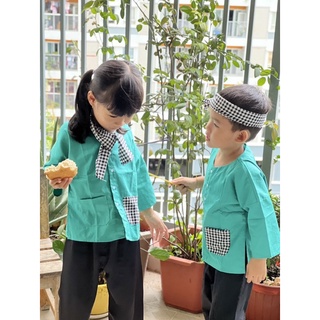 Bộ Đồ Bà Ba Màu Xanh Lý (Tặng kèm Khăn rằn)