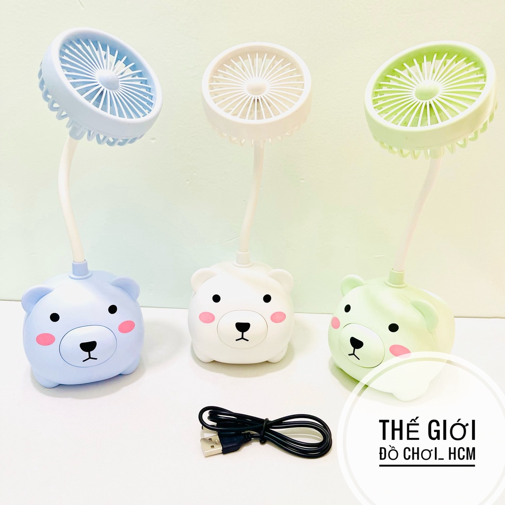 [HÀNG ĐẸP-CHẤT LƯỢNG] Quạt mini để bàn tích điện hình gấu dùng để bút có cáp sạc usb  tiện dụng trong ngày hè nóng