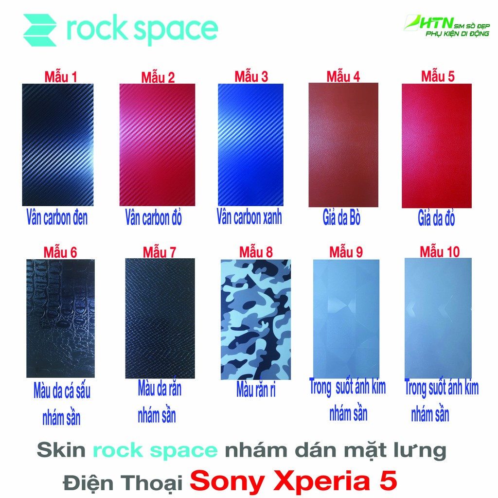 Miếng dán skin rock space cho điện thoại sony xperia 5 nhám, chống vân tay, chống nước, trầy xướt và không phai màu