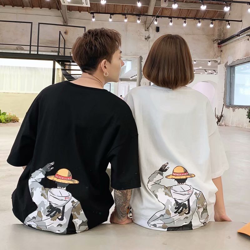 Áo Thun Tay Ngắn Họa Tiết Hoạt Hình Phong Cách Hàn Quốc Đơn Giản