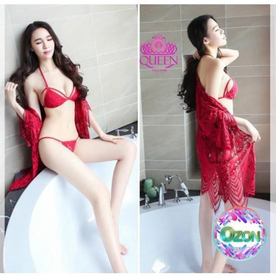 [Hàng Loại I – Sale Sốc] Áo choàng ngủ ngọt ngào QS323A-Sét choàng kèm đồ lót cao cấp | BigBuy360 - bigbuy360.vn