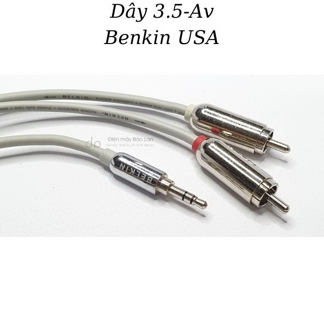 Dây Tín Hiệu 3.5 ra 2Av BENKIN, Màu Xám, Chống Nhiễu Tốt, Bảo Hành 6 Tháng