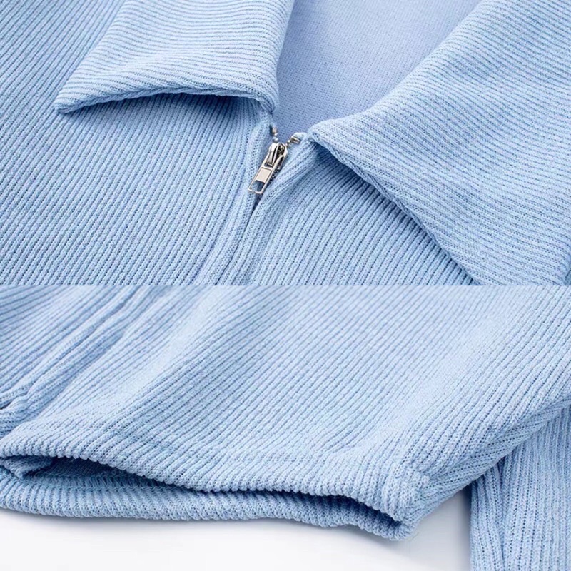 Áo croptop khoá kéo xanh biển nhạt K21L05225 | BigBuy360 - bigbuy360.vn