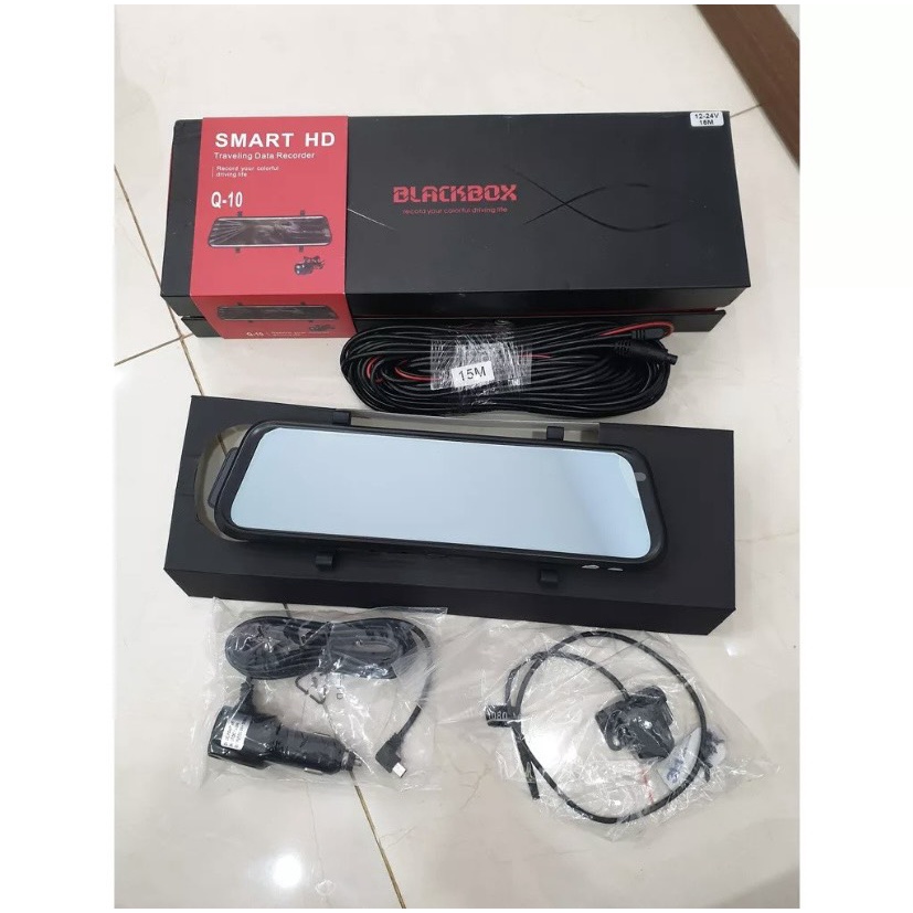 SIÊU PHẨM CAMERA HÀNH TRÌNH BlackBox Q10 KẸP GƯƠNG 12-24V cam trước hình ảnh 4k, cam lùi 2k dây 15m, mẫu mới nhất 2022