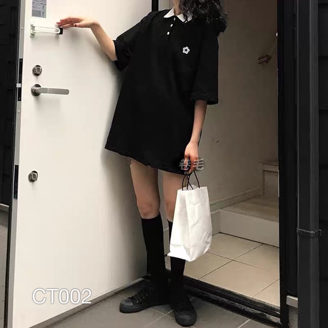 Áo thun cổ trụ VN CLO in hoa cho nữ - CT002