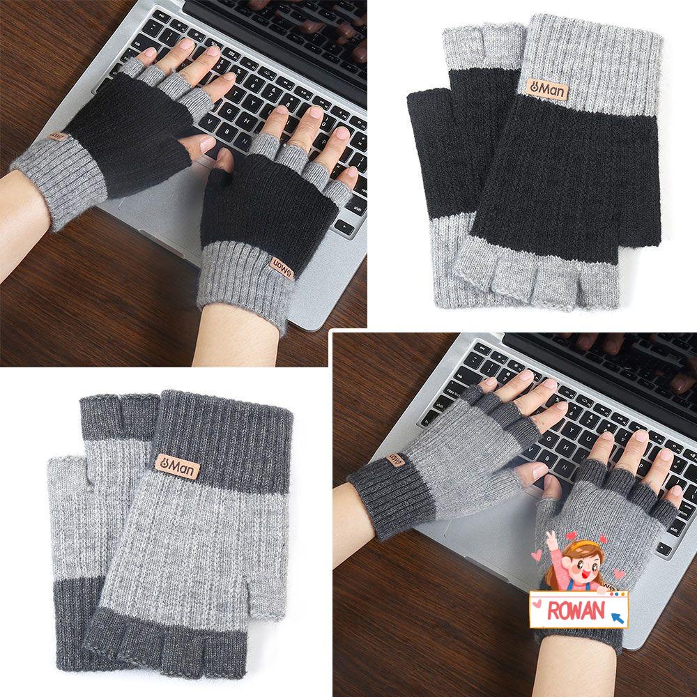 Găng Tay Len Hở Ngón Lót Nhung Dày Dặn Giữ Ấm Mùa Đông