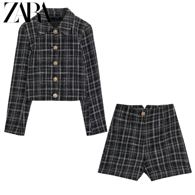 Áo Zara Khoác Vest + Quần Short Họa Tiết Kẻ Sọc BN4368
