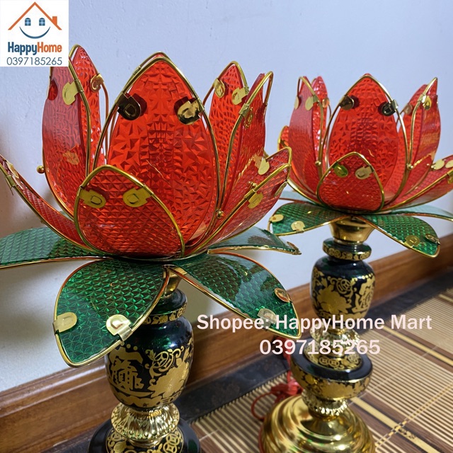 ĐÈN THỜ HOA SEN 1 BÔNG ( 1 đôi )