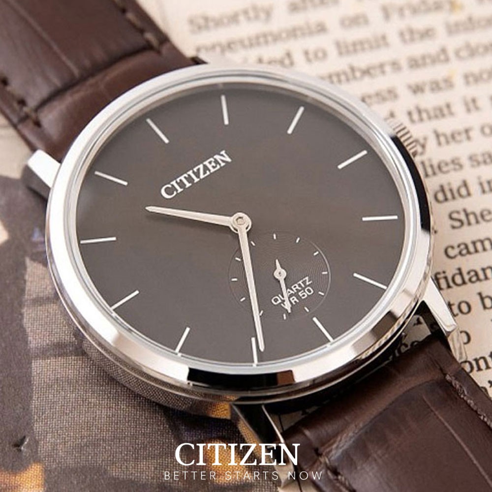 [Mã FARSBRT51 giảm 20K đơn 0 Đồng] Đồng Hồ Citizen Nam Dây Da Pin-Quartz BE9170-13H - Mặt Xám (39mm)