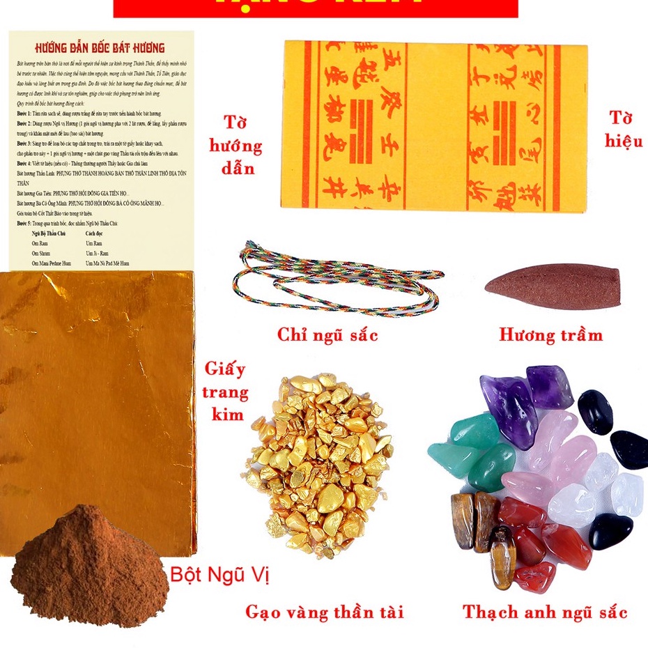 Cốt bát hương , Cốt thất bảo thần tài chuẩn bài vị - Tặng Kèm Gạo Vàng, Bột Ngũ Vị, Nụ Trầm