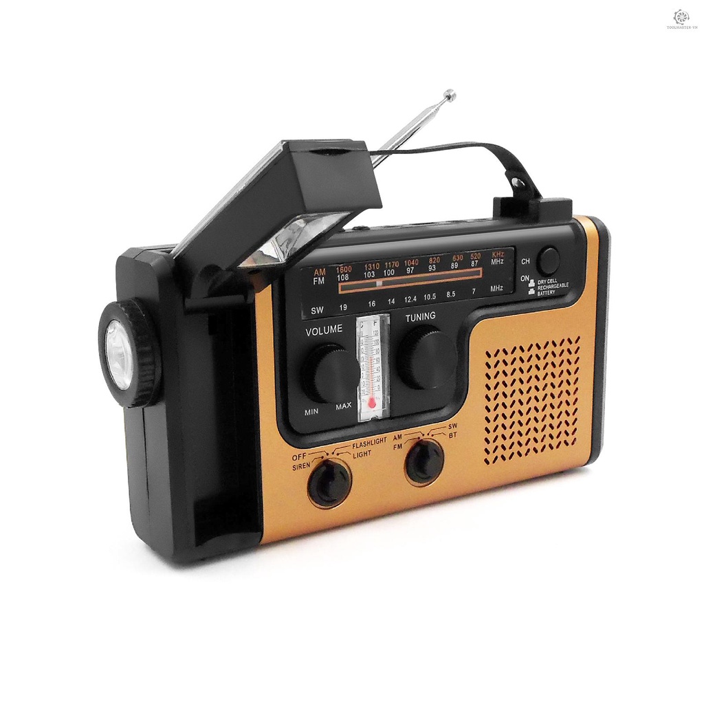 Radio Năng Lượng Mặt Trời Tích Hợp Thẻ TF 2000mAh Có Đèn LED Tiện Dụng