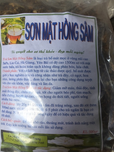Trà sơn mật hồng sâm