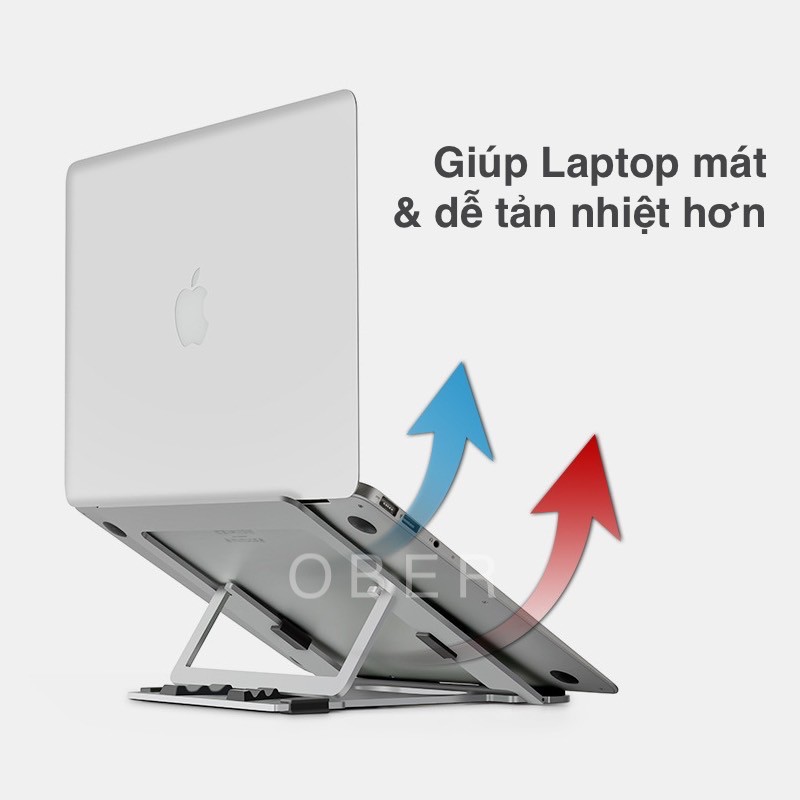 [DEAL HOT] Giá đỡ Macbook nhôm nguyên khối dày giá đỡ laptop 5 mức điều chỉnh độ cao