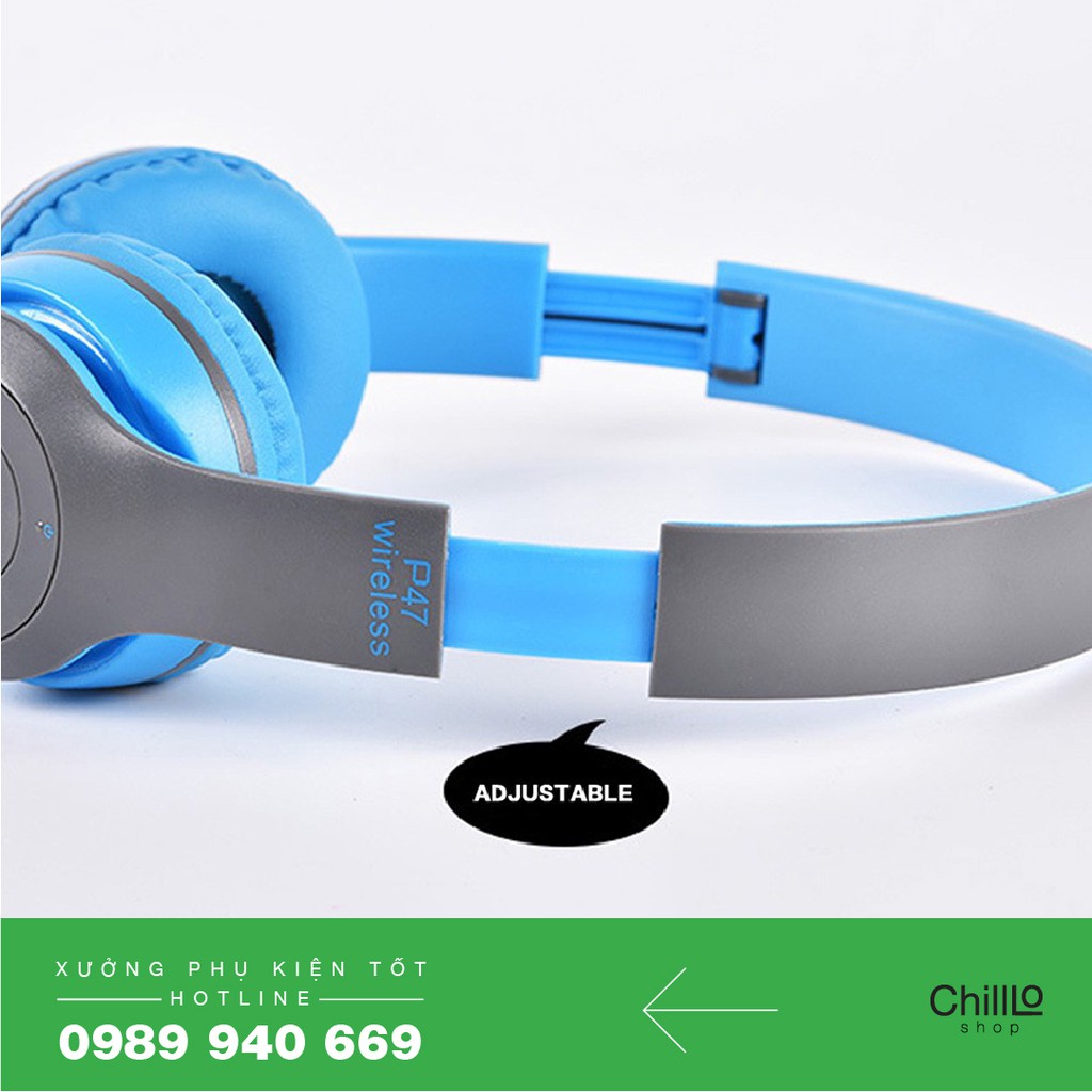 Tai Nghe Chụp Tai Bluetooth P47, Tai nghe Bluetooth Headphone P47 Không Dây Cao Cấp Hỗ Trợ Cắm Thẻ Nhớ, Có Mic Đàm Thoại