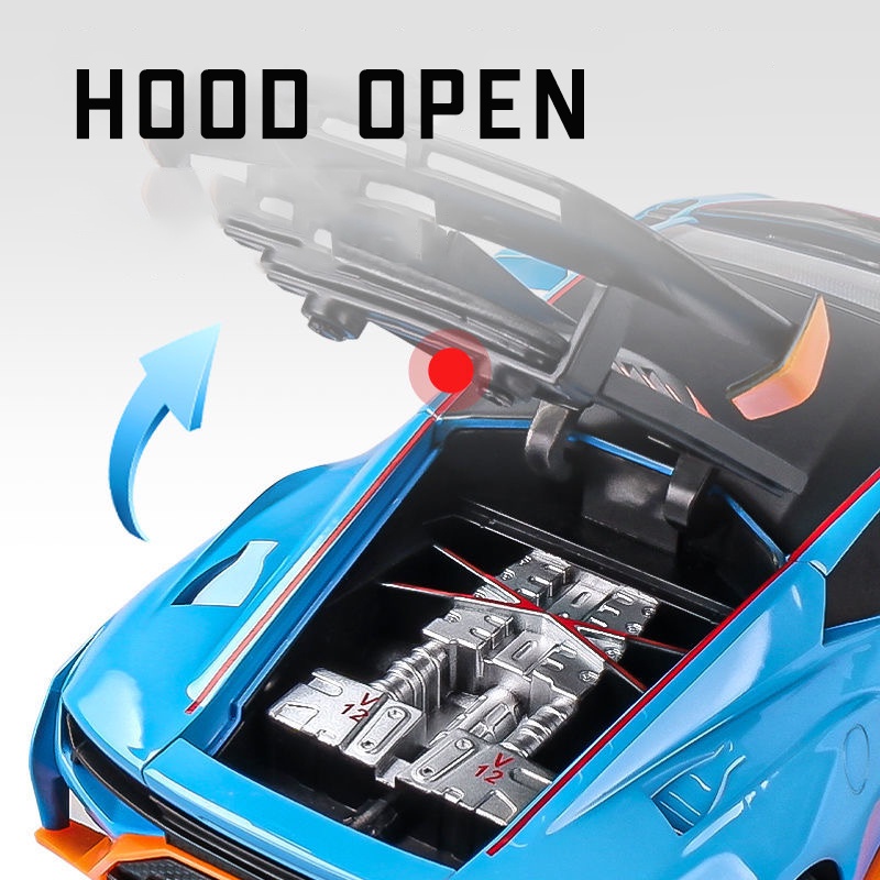 Mô Hình Xe Hơi Lamborghini Huracan STO Bằng Hợp Kim Tỉ Lệ 1: 24 Có Đèn Và Nhạc Độc Đáo