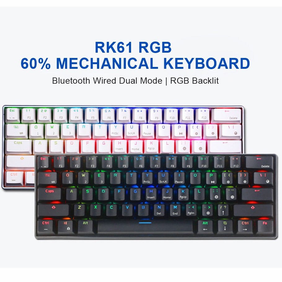 Royal Kludge Bàn phím cơ RK61 Three Mode RGB HotSwap 60% gaming keyboard mechanical  wireless keyboard bluetooth/Wifi / Wired