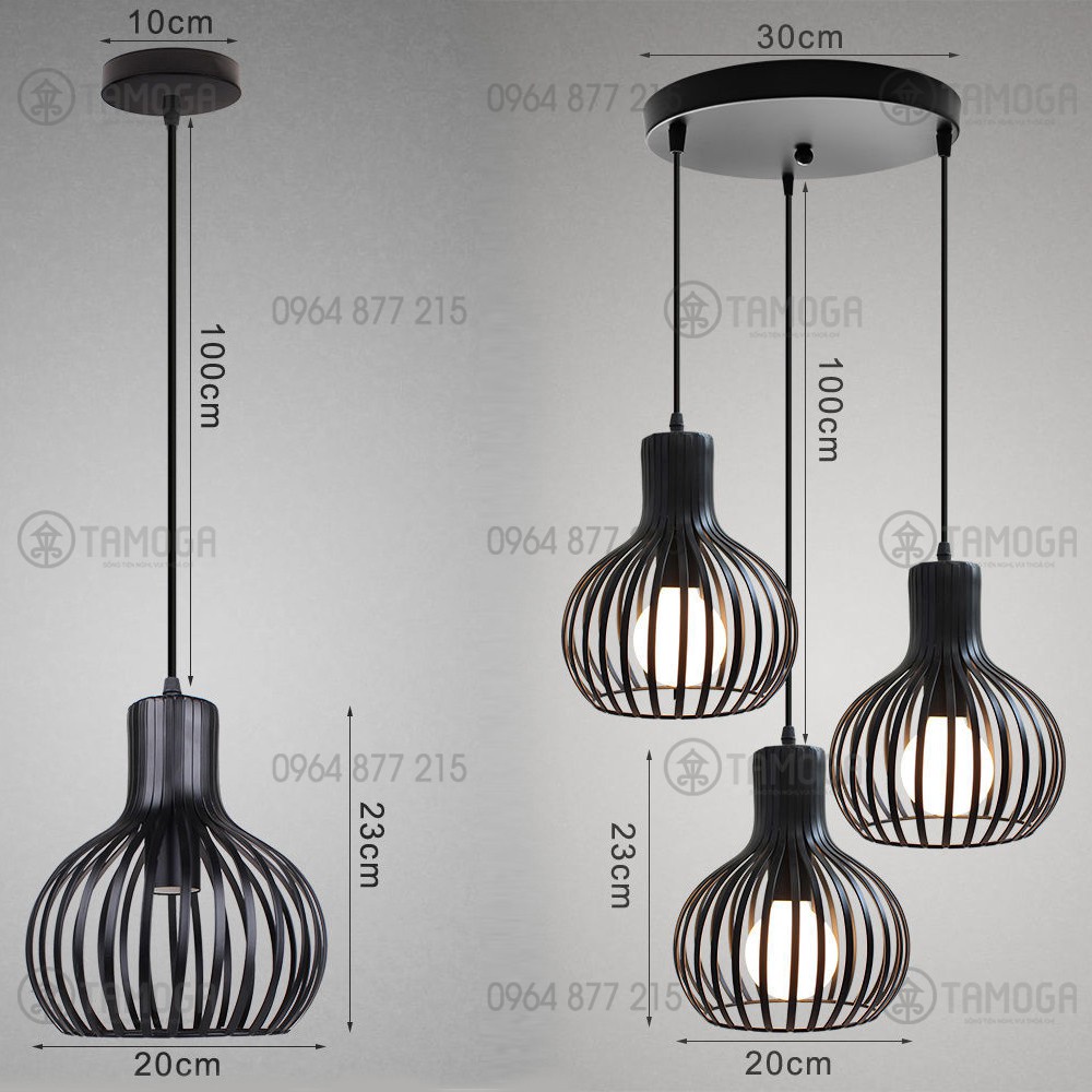 Chao đèn thả trần hình lồng chim Hoàng Thành TAMOGA DT 6870 trang trí phòng khách, nhà hàng