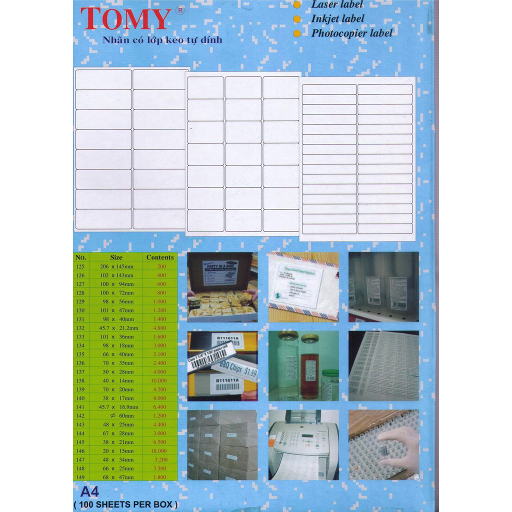 Giấy decal Tomy A4 in mã vạch - Nhãn có keo tự dính Tomy 125 126 127 128 129 130 131 132 133 134 135 136 137 138