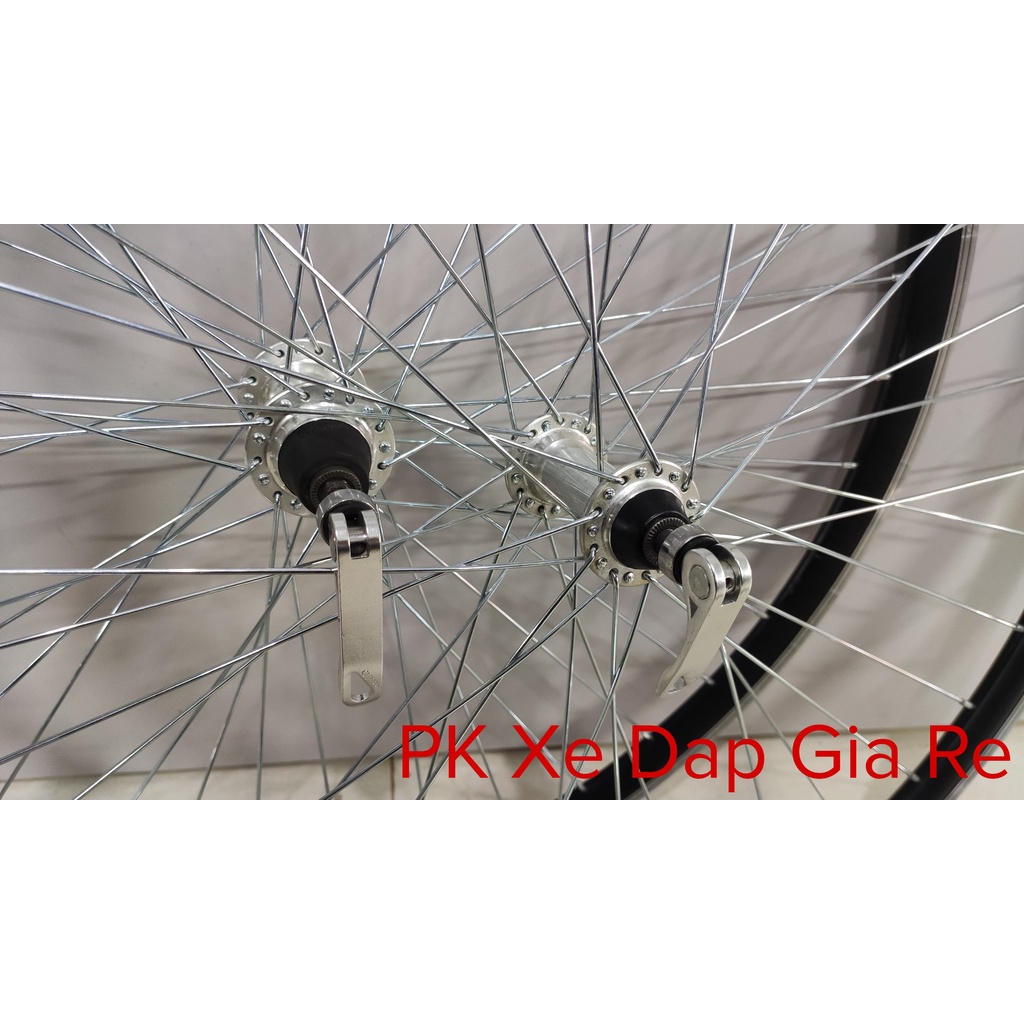 Bộ vành xe đạp đua bánh 700C cao 3cm đan sẵn, líp vặn, líp thả, phanh U, V cao cấp