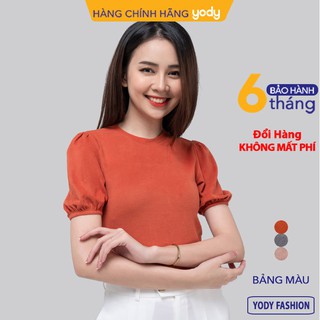 Áo thun nữ tay bồng chun cao cấp YODY áo nữ công sở thanh lịch mềm mại yody fashion ATN3506