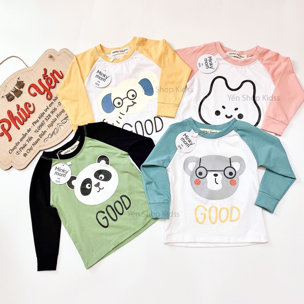 Sale !!! Bộ Dài Minky Mom Cotton 100 %  Phối Tay In Họa Tiết Voi-Good Cho Bé_Super Sale ( 9-19kg) (1314)