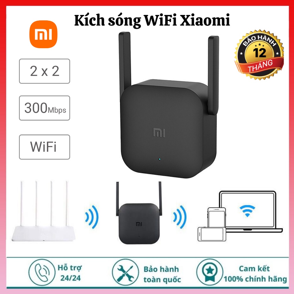 Kích Sóng Wifi Xiaomi Repeater Pro 2 râu 300Mbps, phát xuyên tường, thu phát mở rộng, khuếch đại, băng tần rộng-BH 1 năm