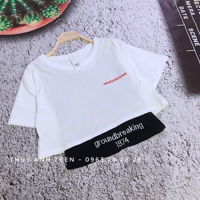 Áo Croptop 💕FREESHIP💕 Set 2 áo Croptop form thụng kèm áo Ba lỗ thêu