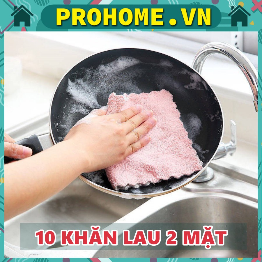 Combo 10 Khăn bông lau tay nhà bếp mẫu mới 2 mặt siêu thấm hút