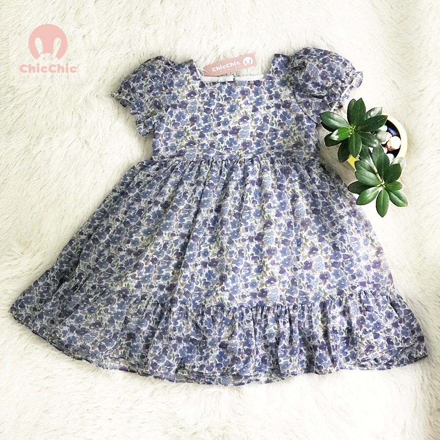 Đầm voan hoa tím tùng xòe xinh yêu cho bé