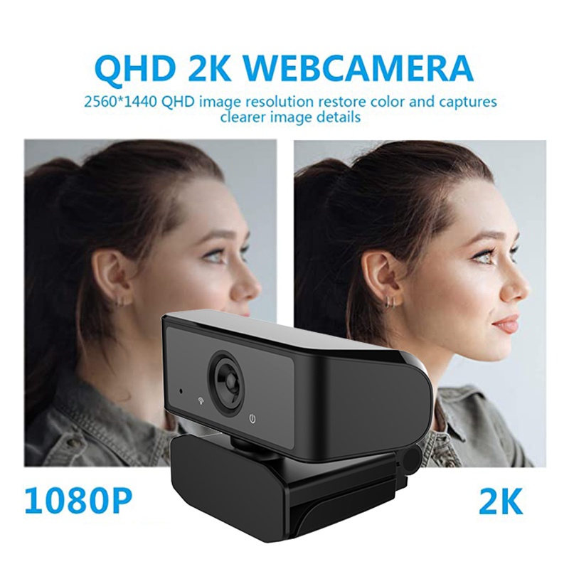 Webcam USB 2K kèm giá đỡ micro cho máy tính để bàn/laptop | BigBuy360 - bigbuy360.vn
