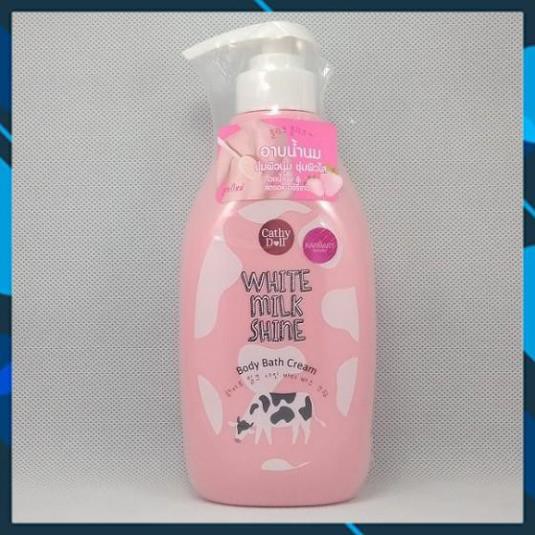 Sữa tắm sữa bò Cathy Doll White Milk Shine Body Bath Cream 450ml dưỡng da mềm mịn trắng sáng